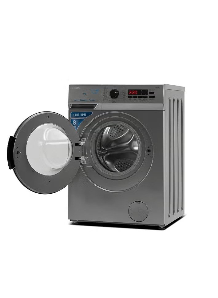 General Supreme Washing Machine Automatic Front Load 8 KG, 15 Programs, Silver, GSFLN80